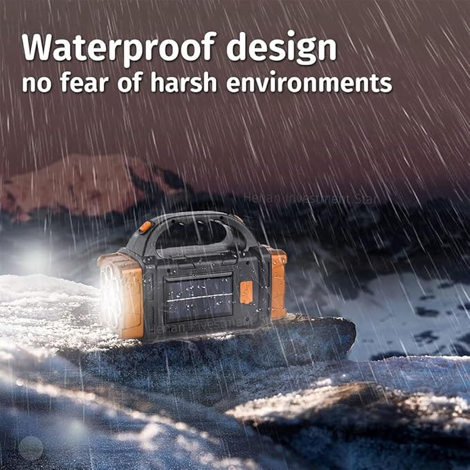 IFTHFOUR High Lumens Solar Flashlight - LED Work Light with USB-C Rechargeable, Waterproof, Multi-Function Flashlight & Lantern for Camping, Emergencies, and Outdoor