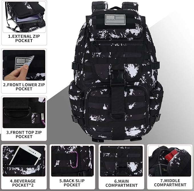 50L Military Tactical Backpack 3 Day Assault Pack Molle Daypack Hiking Backpack for Men and Women