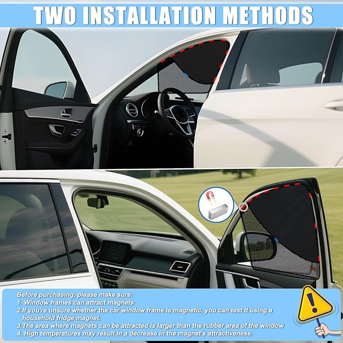 ZATOOTO Car Window Shades Upgraded Driver Side Window Shade with Blackout Layer Foldable Desgin Adjustable Half-Blackout & Mesh Design Just Snap by Magnet Universal for Most Cars