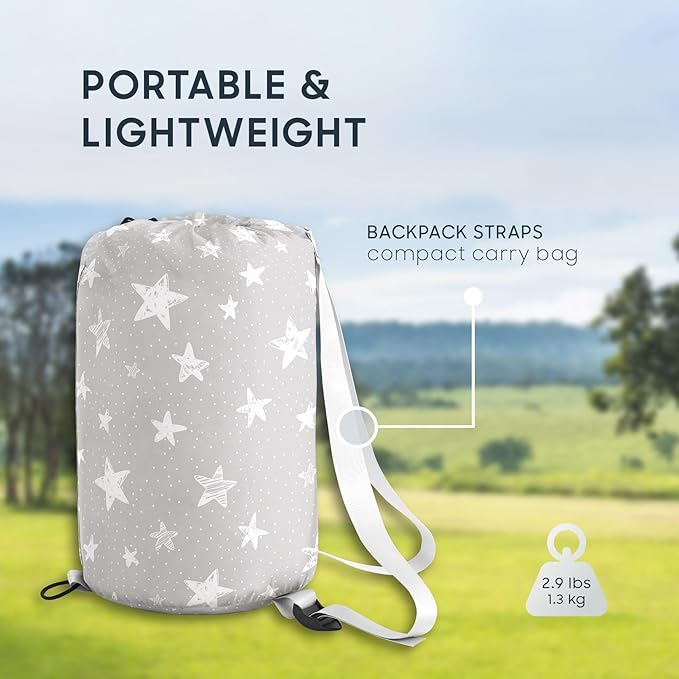 Wake In Cloud - Star Kids Sleeping Bag for Boys Girls Toddlers, Camping in Warm Cold Weather, Backpacking Lightweight Compact Outdoor Liner for 3 Seasons Summer Spring Fall