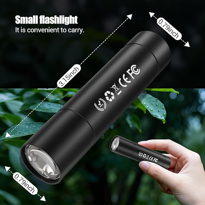 Rechargeable Flashlights High Lumens 100,000 Single One Mode - 2 Pack, Super Bright Powerful 30W LED, Long Lasting 12 Hours, USB C Input, Handheld 6.81” Length, for Hiking Home Gift
