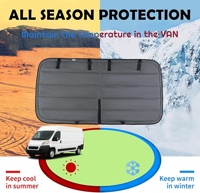 Magnetic Sliding Door Window Cover for 2014–2026 RAM ProMaster Vans, Enhanced Heat Blocking Insulation, Blackout Privacy Sun Shade – Dark Gray