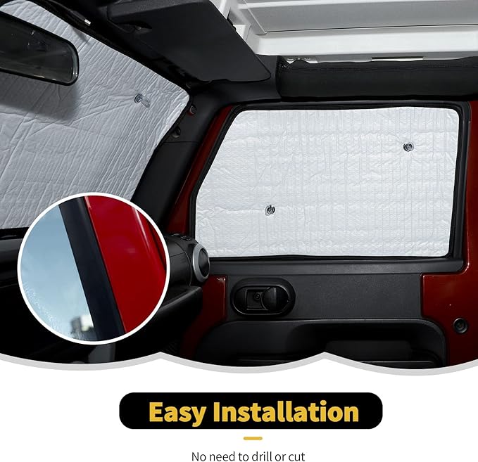 Windshield Sunshade Sun Shade Heat Shield Window Sun Visor Mat for Jeep Wrangler JK 2 Door 2007-2018,6PCS