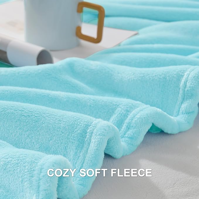 Hansleep Fleece Robin Egg Blue Twin Blanket, Super Soft Flannel Fuzzy Plush Cozy Blanket for All Seasons, Robin Egg Blue, Twin 60x80 Inches