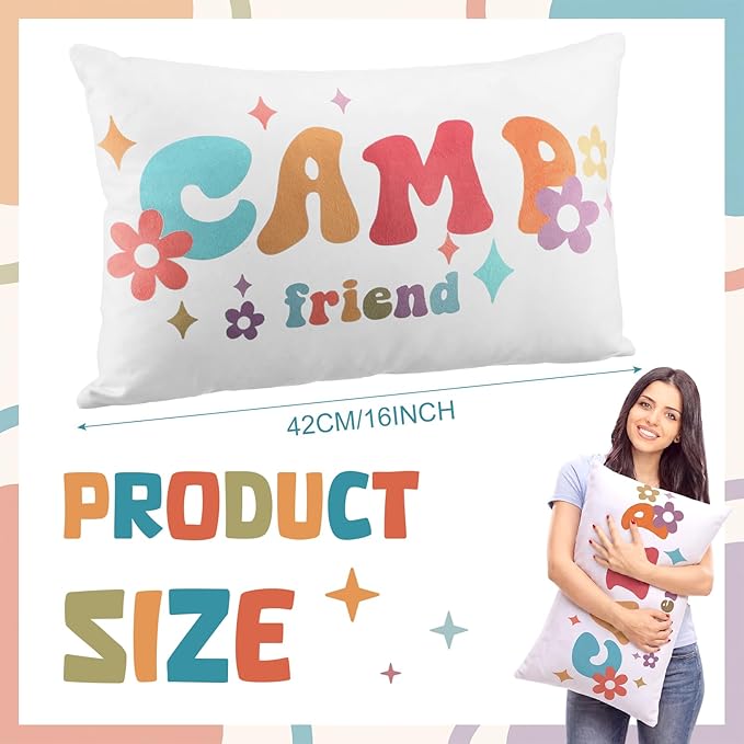 Beeveer Camp Friends Autograph Stuffed Pillow 15.7" Graduation Autograph Stuffed Pillow Summer Camp Signature Gifts Grad Party Sign in Decor for Travel Stuff Essentials(Sweet)
