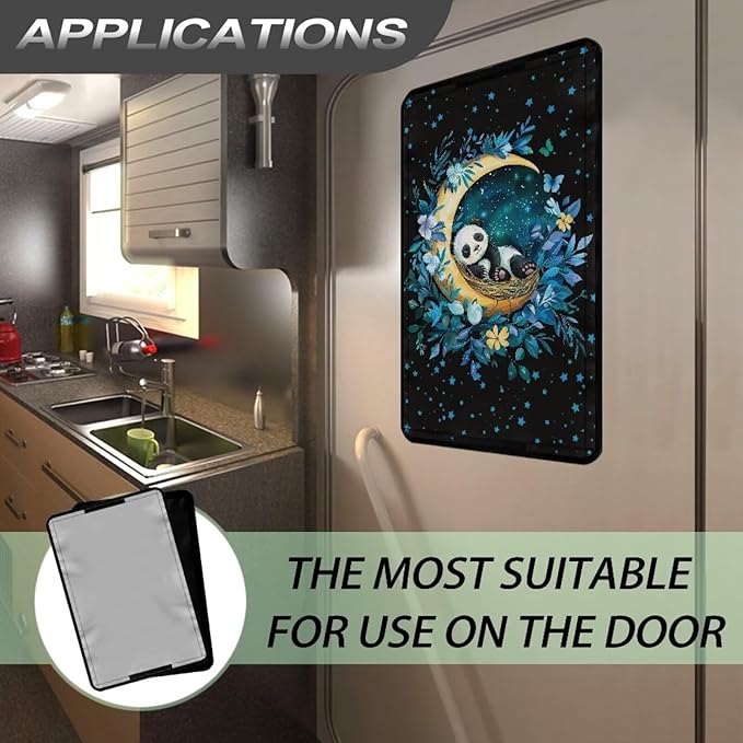 RV Door Window Shade, Panda Moon Universal UV Rays Protection, Side Door Window Shade Protector Reflective Camper Trailer Sun Shade Accessories for Women Men