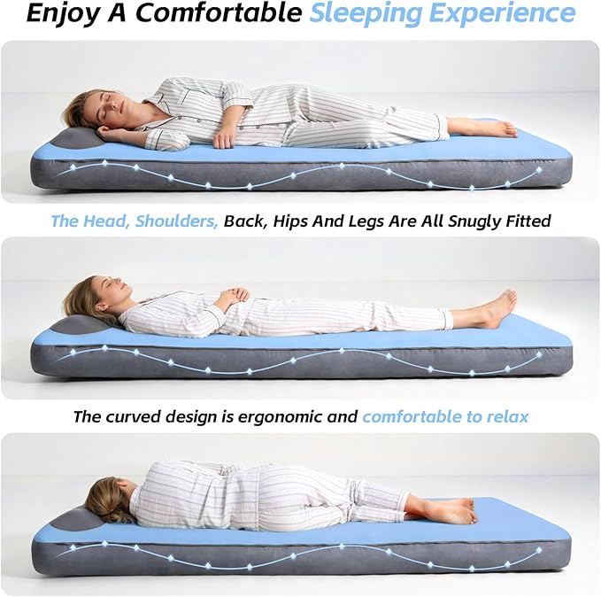 Sleeping Pad, 5.5" Thick Self Inflating Sleeping Pad with Electric Pump,4 Season Camping Mattress Pad with Built-in Pillow, Camping Essentials Gear for Hiking, Backpacking,Tent Use,Camping(Blue)