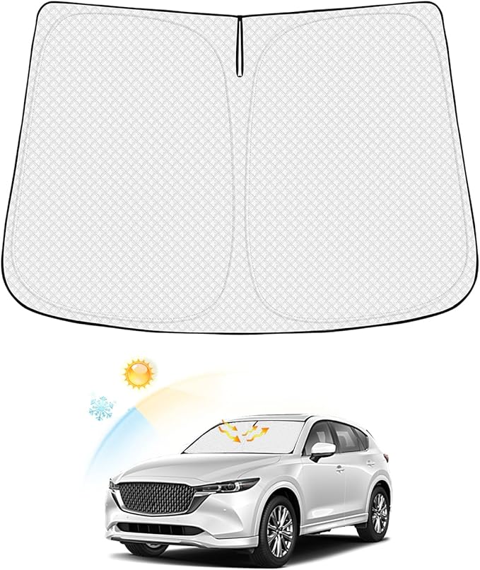 Canvcle Windshield Sun Shade for Mazda CX-5 2017-2025 2026 CX5 Accessories Thicken 6-Layer Front Window Sunshade Cover Sun Visor Protector Foldable Block UV Rays Keep Vehicle Cool