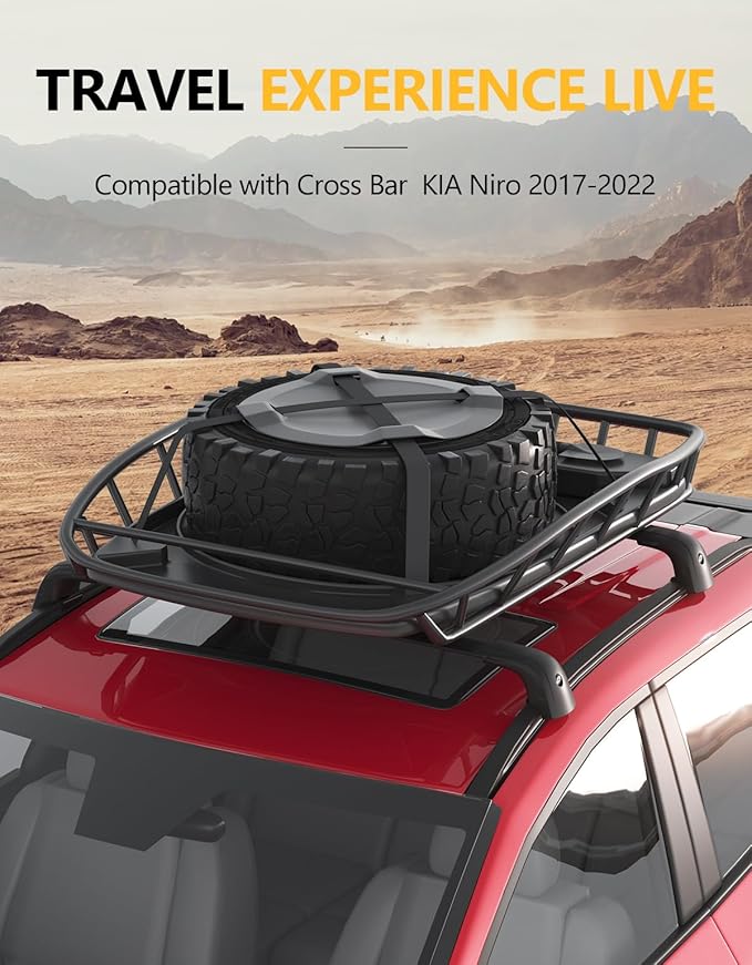 Tuyoung 300lbs Lockable Roof Rack Cross Bars Compatible with KIA NIRO 2017 2018 2019 2020 2021 2022, Heavy Duty Aluminum Roof Rails Crossbars Cargo Bars Canoe Snowboard Rooftop Black Carrier Luggage