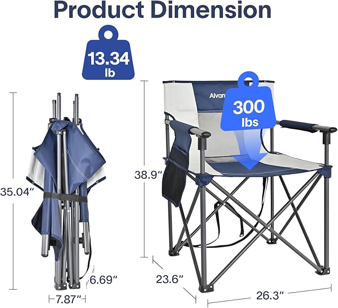 Alvantor Portable Folding Camping Chair, Heavy Duty Support Outdoor Chair with Breathable Mesh & Padded Seat, for Camping, Hiking, Sports and Outdoor Activities