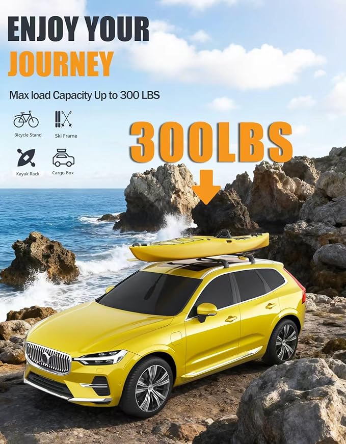KINGGERI 300lbs Lockable Roof Rack Cross Bars Compatible with Volvo XC60 XC-60 2018-2026, Heavy Duty Anti-Theft Aluminum Roof Rails Crossbars Rooftop Accessories Luggage Racks Carrier
