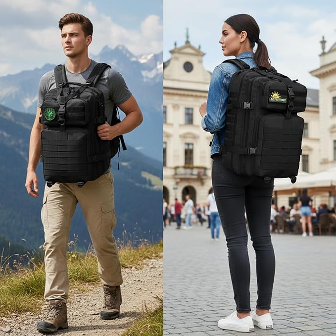 45L Military Tactical Backpack for Men & Women Bug Out Bag Assault pack Molle Daypack Hiking Trekking Rucksack(45L black)