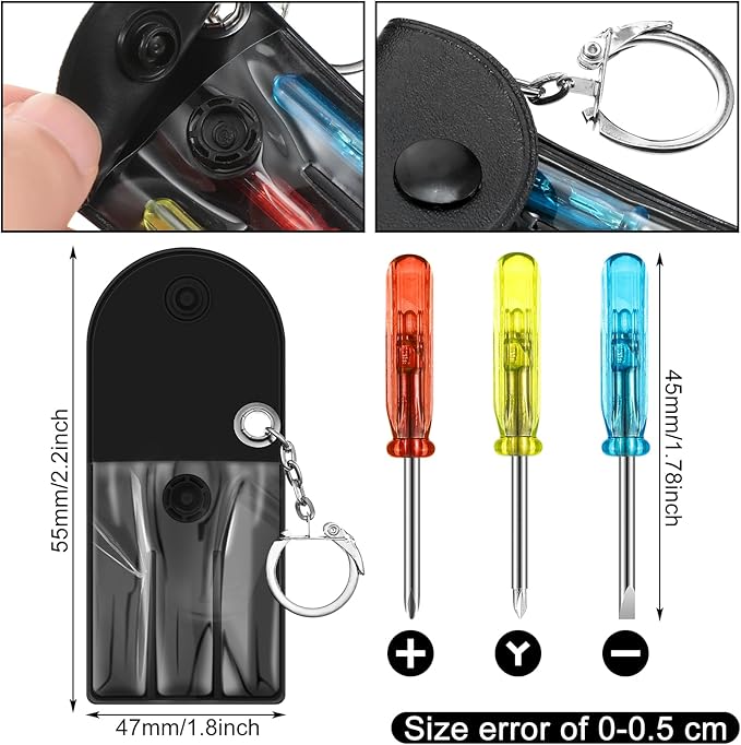 Lasnten 75 Pcs Mini Tape Screwdriver Keychain Set Bulk Father's Day Men Gifts Multitool Pen Card Tool Bag Pouch Adult Pinata Stuffers for Men Gifts (Multicolor)