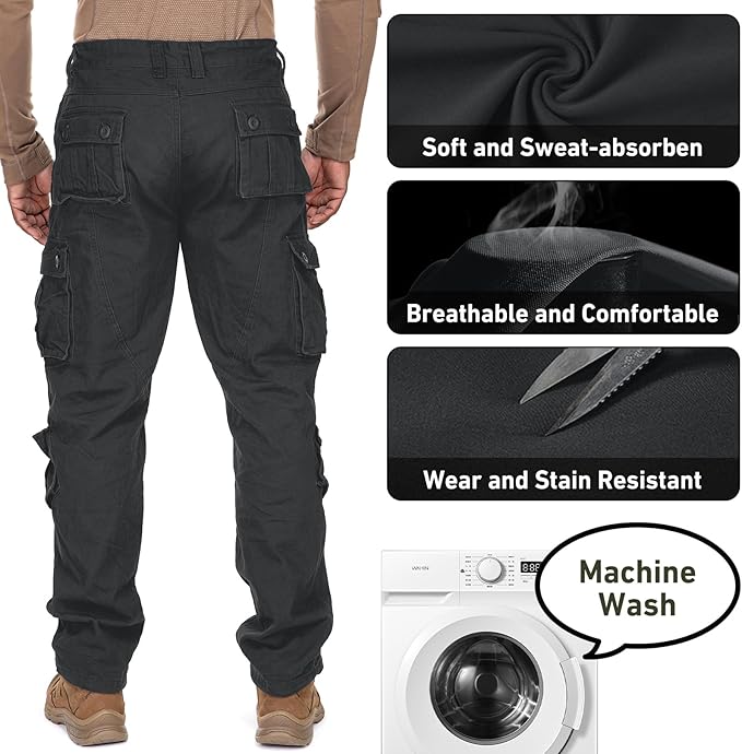 Men's BDU Casual Military Pants, Tactical Wild Army Combat ACU Rip Stop Camo Cargo Work Pants Trousers with 8 Pockets