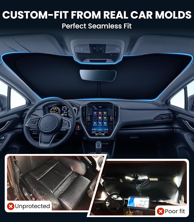 Zanch Custom Windshield Sun Shade for Subaru Crosstrek 2018-2024, 7-Layer UV & Heat Block, 3D Laser Scanned, Interior Protection, Keep Car Cooler, Foldable SUV Accessories