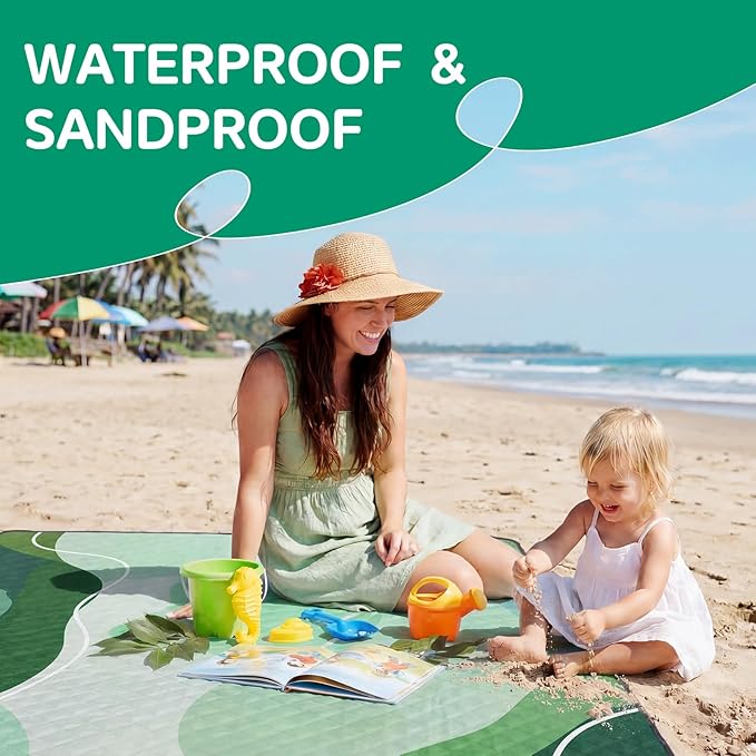 Waterproof Picnic Blanket Beach Outdoor Camping Mat Extra Large Foldable Cute Big Travel Essential Accessories Gift Park Patio Lawn Garden Grass Ground Play Music Festival Concert Must Have