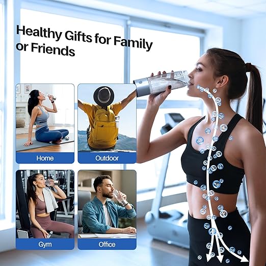 MOVOCA Hydrogen Water Bottle, 3Min 2200PPB Rapid Hydrogen Water Generator -SPE PEM Tech, 14OZ Portable Hydro Water Machine, Health Care Gifts for Husband, Wife, Family, Friends, Travel