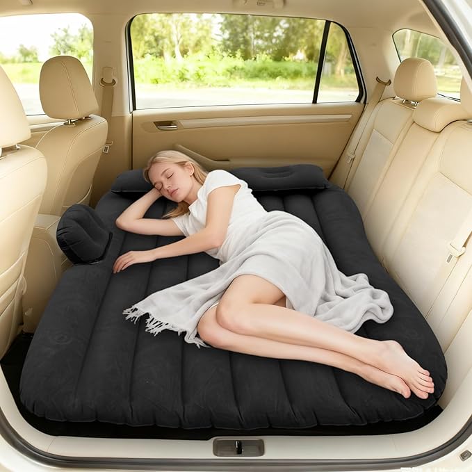 Onirii Inflatable Car Air Mattress Back Seat Bed with Air Pump,55 "x 35" Portable Thickened Car Travel Camping Sleeping Air Mattress Blow Up Bed for Car Universal SUV