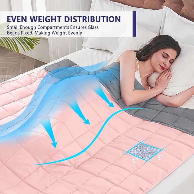 King Size Weighted Blanket for Adults (20 lbs, 80” x 87”, Pink Grey) Cooling Heavy Blanket for Sleeping Perfect for 190-210 lbs, Breathable Blanket for Adults & Couple All Season, Machine Washable