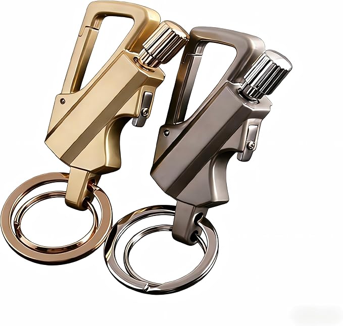 Permanent Match Infinity Lighter- Reusable Waterproof Survival Lighter with Multitool Keychain & Bottle Opener, Starter for Outdoor Camping, Hiking, Emergency Kits (Gold+Silver)