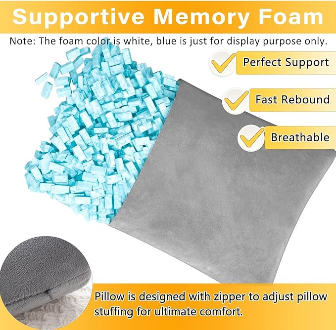1 MIDDLE ONE 2 Pack Small Pillow, Memory Foam Mini Pillow 11 X 7 Inches for Travel, Sleeping, Nap and Neck, Knee, Lumbar Support, Tiny Cushion for Pet, Dogs (Grey)