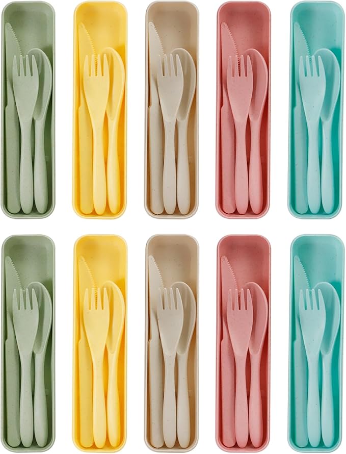 Knives Spoons and Forks Set, Portable Cutlery Set, Reusable Flatware Set for 10, Utensils for Party, Travel, Work, Picnic, Camping or Daily Use