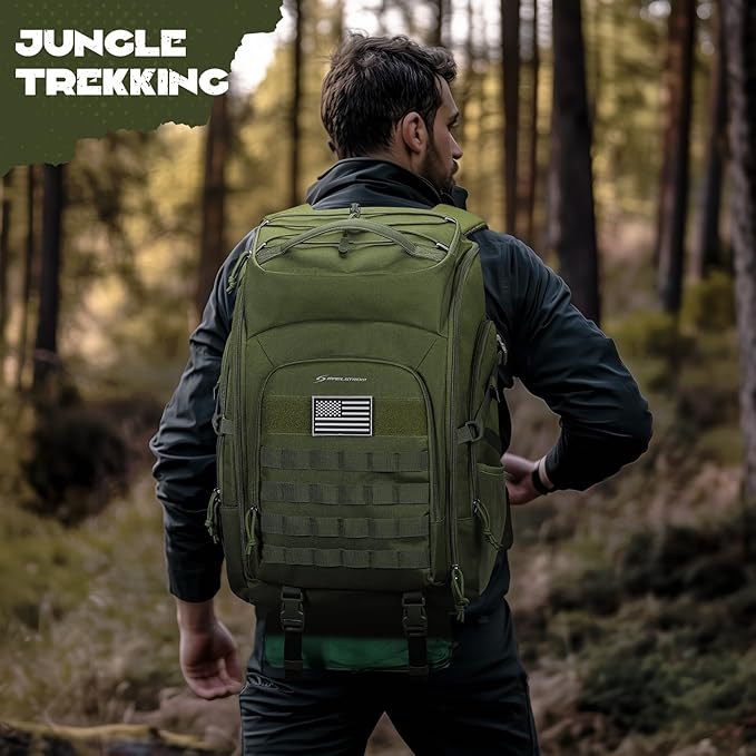 Maelstrom Tactical Backpack for Men, Water Resistant 40L Military Backpack, for Hiking, Camping, Gym with Molle System (Army Green)