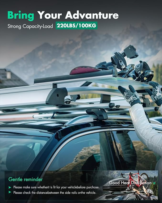 SCITOO Roof Rack Cross Bar for Volkswagen Tiguan 2010-2018 220LBS Cargo Bars Silver