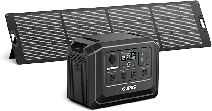 OUPES 2000W Solar Generator Kit Mega 1 Lite with 240W Solar Panel, 1024Wh LiFePO4 Power Station, 46 Min Wall Fast Charge, 140W PD, High-Efficiency Solar Power System for RV, Van Life, Overlanding