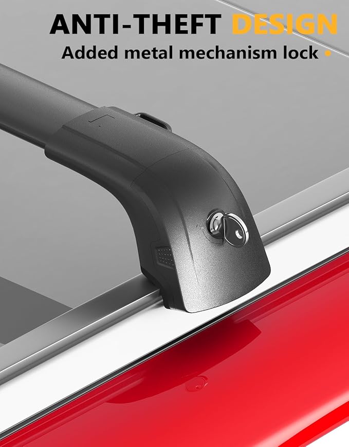 Tuyoung 300lbs Lockable Roof Rack Cross Bars Compatible with KIA NIRO 2017 2018 2019 2020 2021 2022, Heavy Duty Aluminum Roof Rails Crossbars Cargo Bars Canoe Snowboard Rooftop Black Carrier Luggage