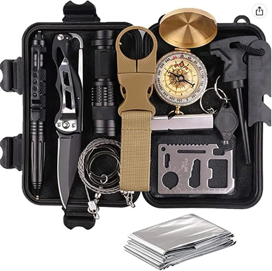 13 in 1 Survival Kit, Emergency Survival Gear and Equipment 13 in 1, Hunting, Fishing, Outdoor, Hiking/Camping Accessories, Complete Kit