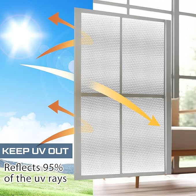 Frienda Window Double Reflective Insulation for Winter Insulation Roll 47.2inch*10ft Aluminum Foil Bubble Rv Window Shade Door Cover Blackout for Garage Roof Travel Camper Skylight Shade