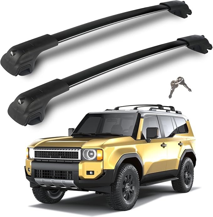 300LBS Roof Rack Cross Bars Compatible with 2024 2025 2026 Toyota Land Cruiser J250 Prado & Lexus GX550 Aluminum Black Matte with Anti-Theft Locks Rail Luggage Carrier