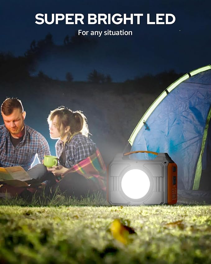 Apowking Portable Solar Powered Generator 300W Rated, with Solar Panels 40W Included, 220Wh Power Bank with AC Outlet 110V, and 10*DC Connectors, Pure Sine Wave for Home Use Camping Outdoor