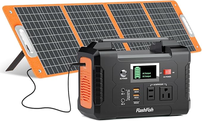 Solar Generator With Solar Panel Included, FF Flashfish 151Wh/40800mAh Portable Power Station+100W Solar Panel(DC/USB-A/USB-C Output), Backup Power Battery For Camping Home Power Outage