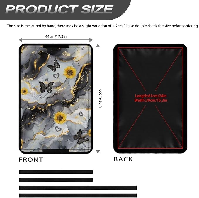 RV Door Window Shade Cover, Black Marble Sunflower Lightweight Camper Car Sunshade Privacy Window Cover, UV Rays Protection for Outdoor Camping Travel