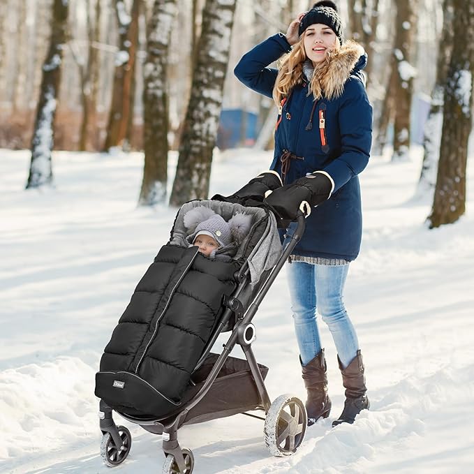Orzbow Warm Bunting Bag Universal, Stroller Sleeping Bag Cold Weather, Waterproof Toddler Footmuff (Black, Large)