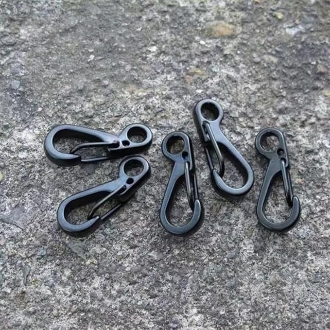 Stainless steelMini SF Carabiner Clips Tiny Spring Snap Hook Keychain Clasps EDC Small Hanging Buckle for Backpack Camping Bottle Using Accessories Paracord Tactical Survival Gear（4-PCS ）