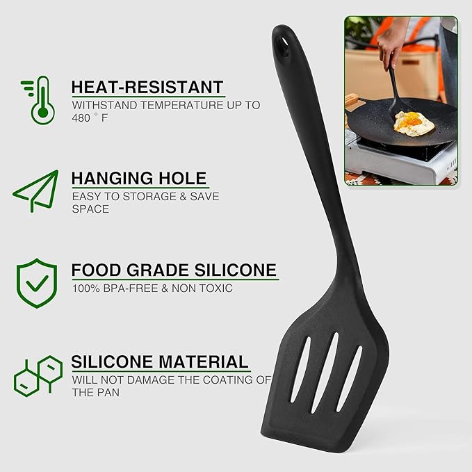 Camping Essentials Cookware Cooking Utensils Set - Portable Camp Kitchen Mess Kit Outdoor Accessories, Stainless Steel & Silicone, Camping Gear Equipment for RV Picnic Grill, Brown
