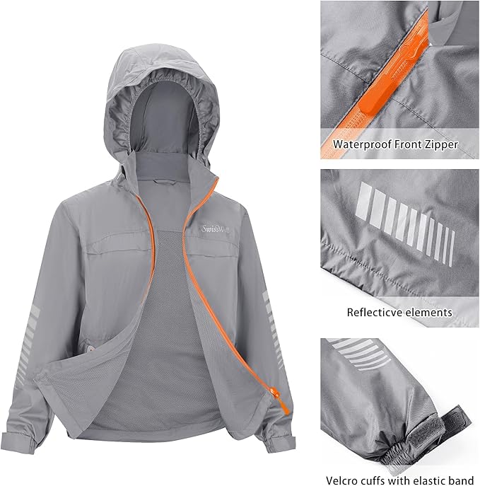 SWISSWELL Kids Rain Gear Boys Girls Youth Waterproof Rain Suit Breathable Reflective Raincoat and Pants