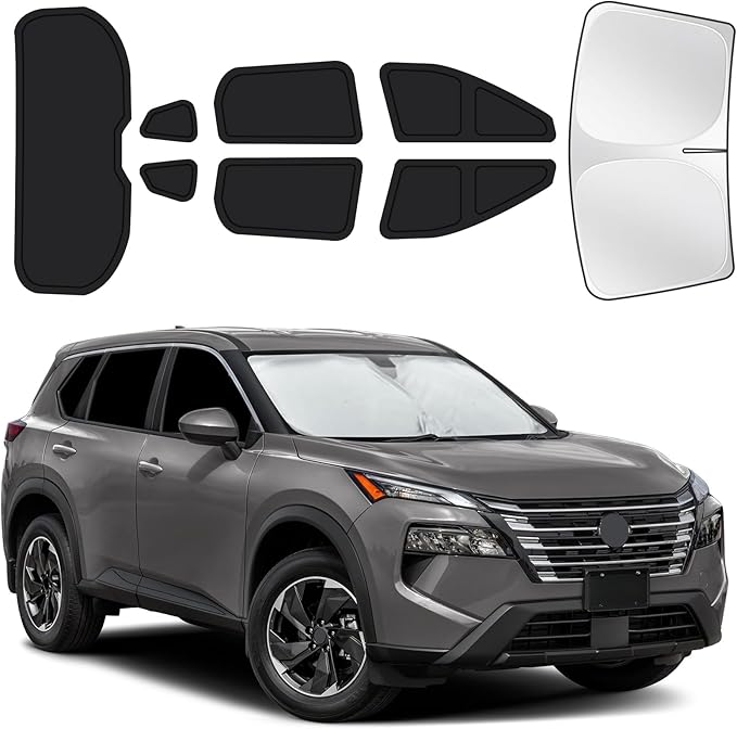 for Nissan Rogue 2021-2025 Car Window Shades, 8pcs Privacy Sun Shade Set for Front Windshield Side and Rear Windows, Full Window Covers Keeps Vehicle Cool for Camping Napping
