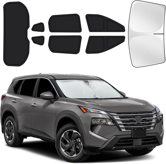 for Nissan Rogue 2021-2025 Car Window Shades, 8pcs Privacy Sun Shade Set for Front Windshield Side and Rear Windows, Full Window Covers Keeps Vehicle Cool for Camping Napping