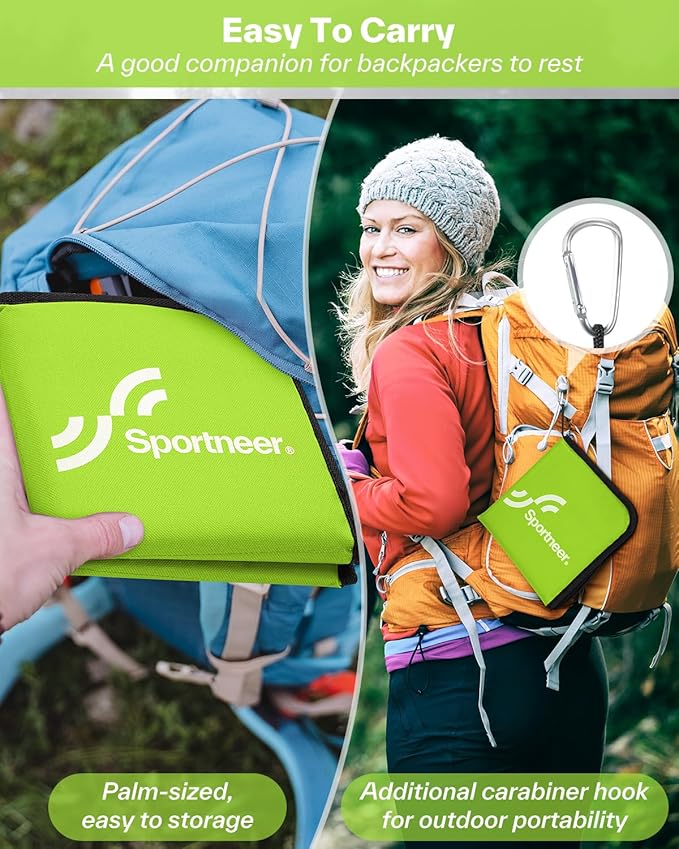 Sportneer Sitting Pad, Lightweight Waterproof Folding Seat Pad for Backpacking, 15.75'' x 15.75'' Portable Camping Seat Mat for Hiking, Picnics & Outdoor Use