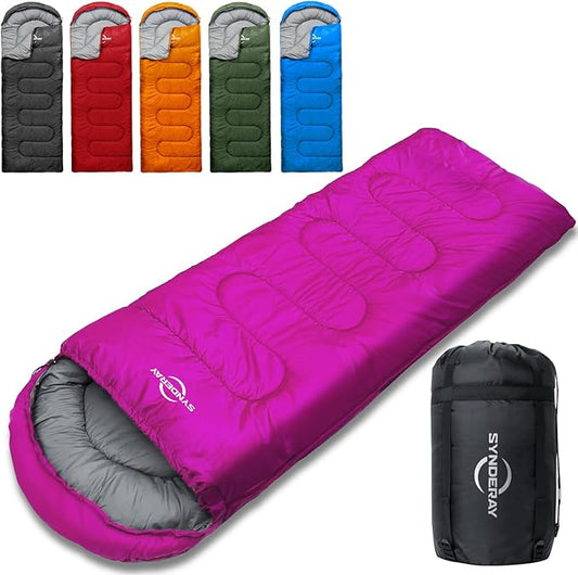 Sleeping Bags for Adults Cold Weather & Warm - Backpacking Camping Sleeping Bag for Kids 10-12, Girls, Boys - Lightweight Compact with Compression Sack