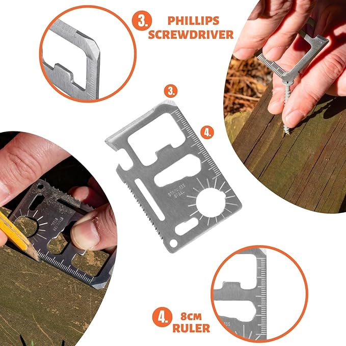 Tactiko Survival Siren and Multitool - Emergency Whistle & 10-in-1 Stainless Steel Pocket Tool with Carry Pouch - Essential Survival Gear Bundle for Camping, Hiking, and Outdoors - U.S. Company
