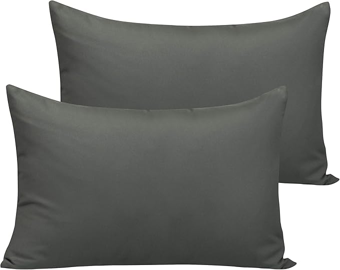 NTBAY Microfiber Toddler Pillowcases with Envelope Closure, 2 Pack 100% Brushed Microfiber Super Soft Travel Kids Nursery Pillow Cases, 14"x20" Fits Pillows Sized 12"x16" 13"x18" 14"x19", Dark Grey