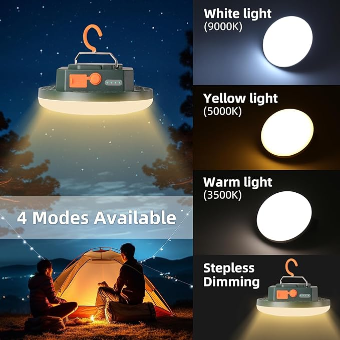 Camping Lantern 10500mAh Rechargeable Battery, 30W 4000LM Ultra Bright LED Hanging Light with 3 Lighting Color Modes, Waterproof Portable Tent Lighting for Outdoor Emergency & Hiking