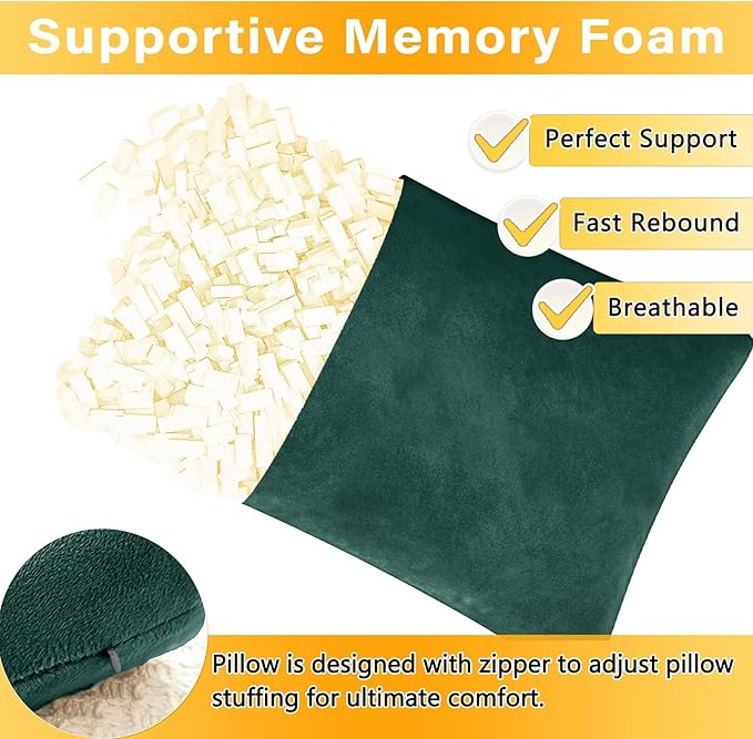 1 MIDDLE ONE 2 Pack Small Pillow, Memory Foam Mini Pillow 11 X 7 Inches for Travel, Sleeping, Nap and Neck, Knee, Lumbar Support, Tiny Cushion for Pet, Dogs (Dark Green)
