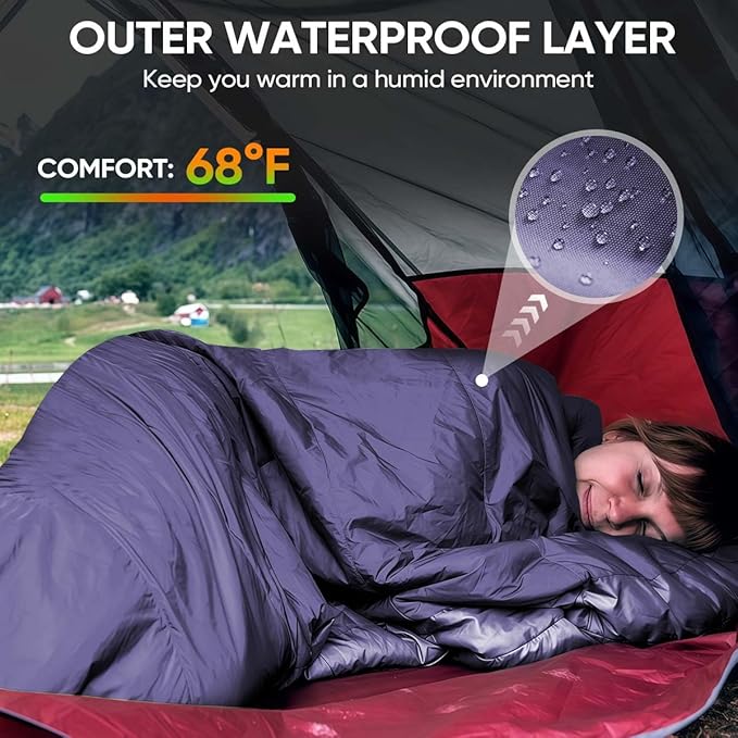 OBTANIM Sleeping Bags Portable Waterproof Camping Sleeping Bag for Adults Kids 4 Seasons Cold Weather or Warm Backpacking Hiking Travel Indoor Outdoor Use