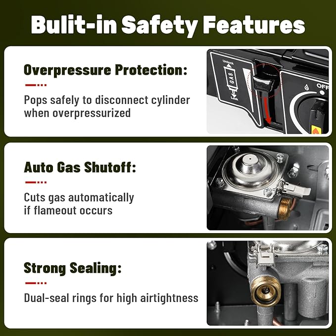 7800 BTU Dual Fuel Camp Stove, Butane or Propane Portable Stove for Camping, Lightweight Portable Camping Stove, Propane Adapter Hose and Carrying Case Included